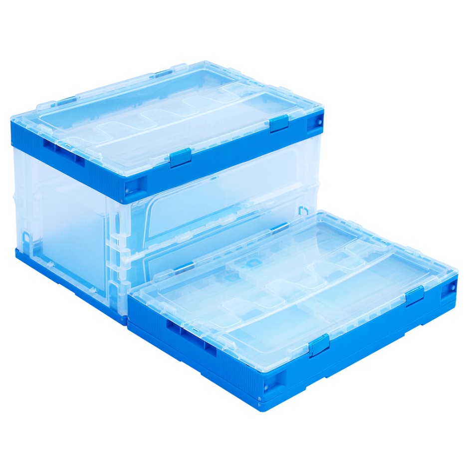 全运  透明带盖子可回收的固体矩形塑料存储折叠箱  XS5336335C