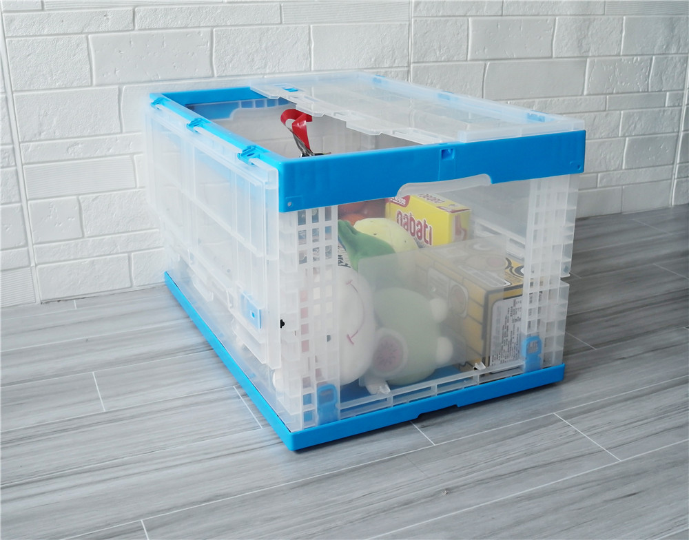 全运  透明带盖子可折叠塑料箱  XS604036C