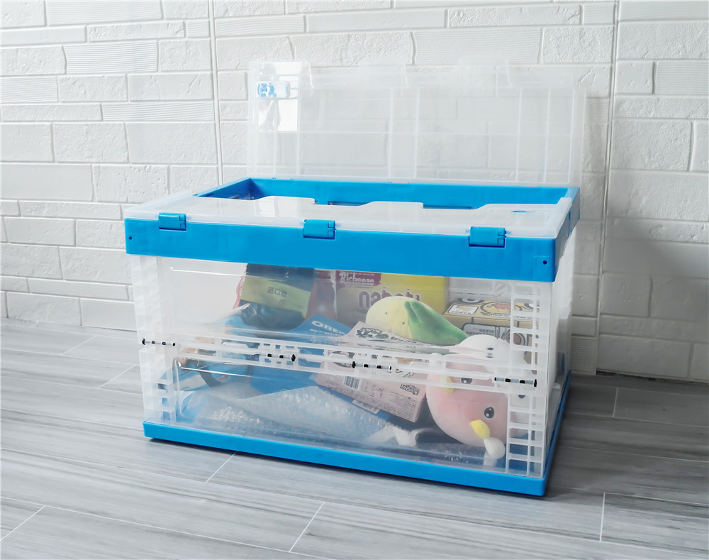 全运  透明带盖子可折叠塑料箱  XS604036C