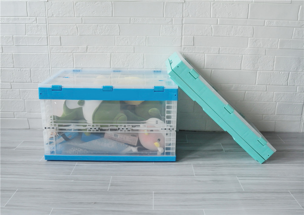 全运  透明带盖子可折叠塑料箱  XS604036C