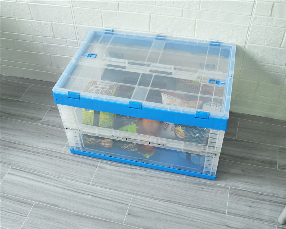 全运  透明带盖子可折叠塑料箱  XS604036C