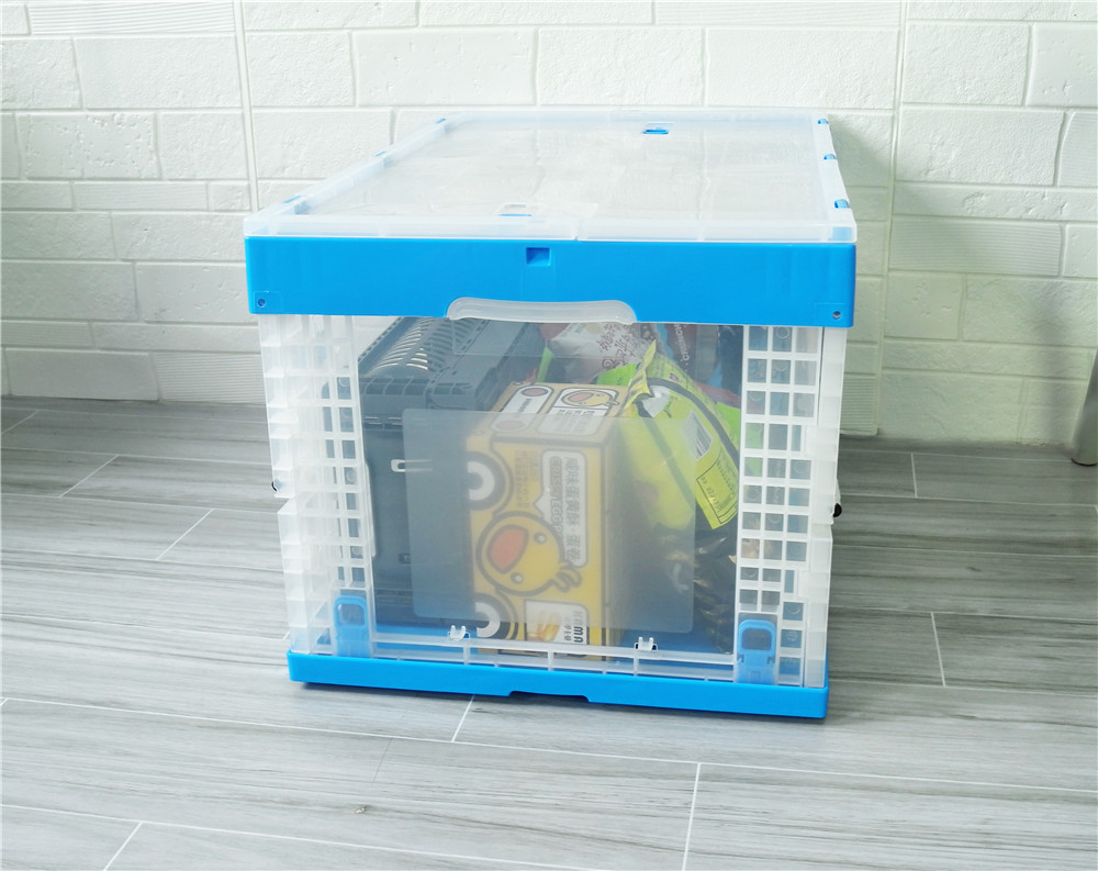 全运  透明带盖子可折叠塑料箱  XS604036C