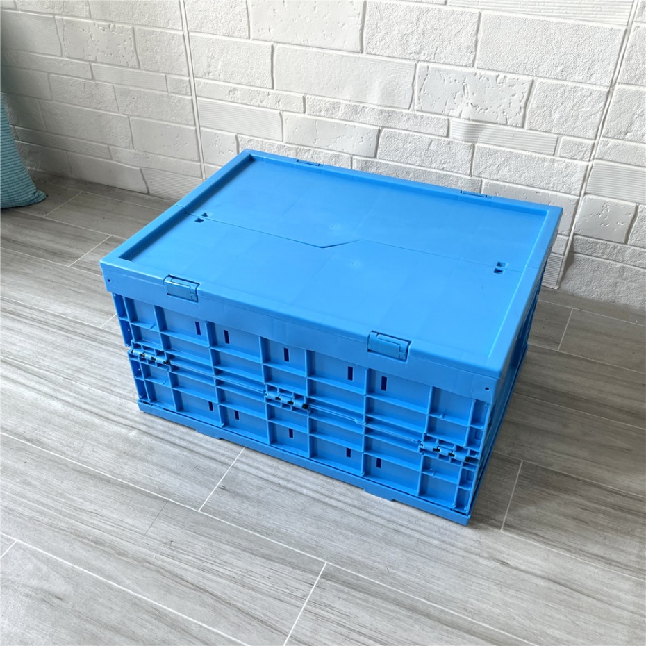 全运   蓝色可重复使用固体PP塑料可折叠存储容器可回收周转物流板条箱  XS4835265C